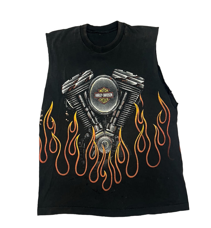 Harley Davidson 'Engine Flame' Vintage Cutoff