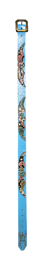 Studded 'Multi Color Snakeskim Spider Gem' Baby Blue Belt