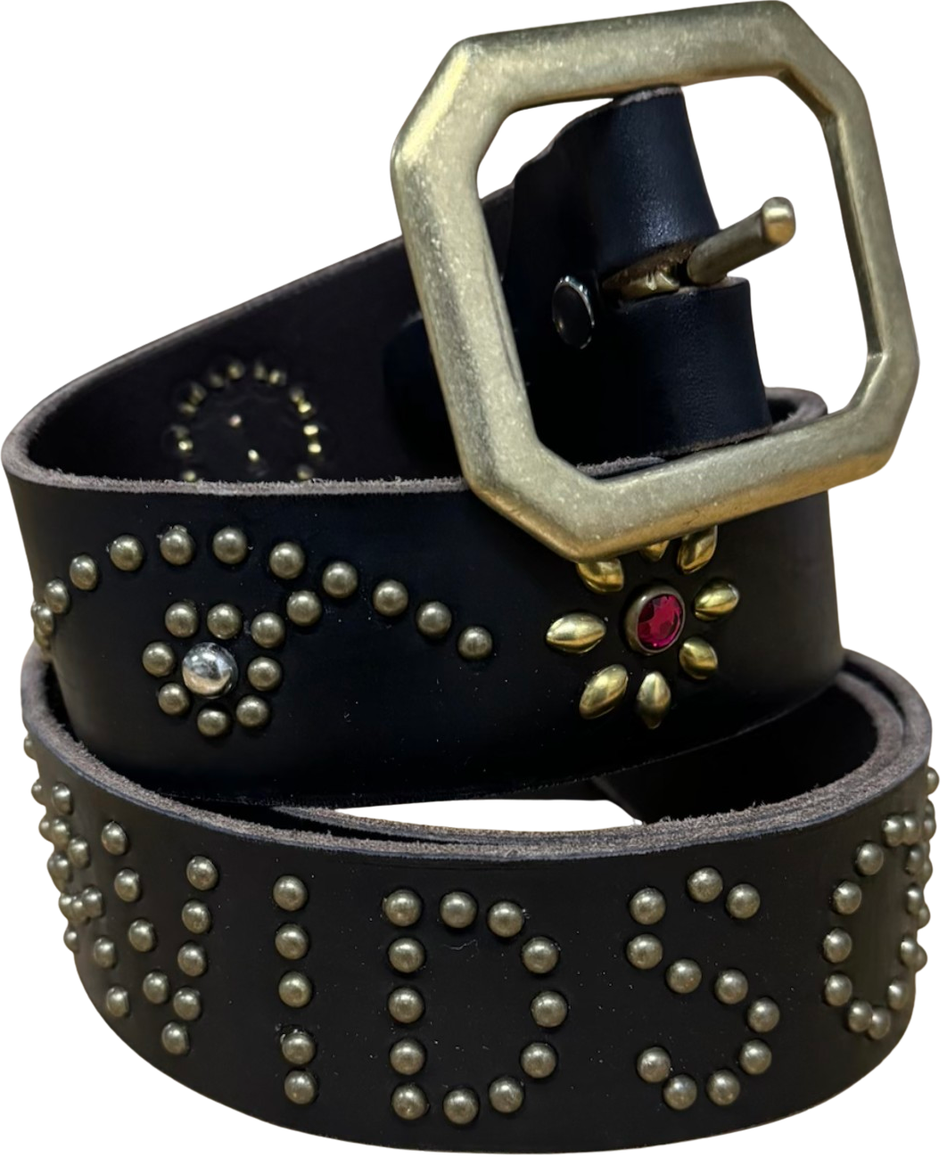 Studded 'Red Gem Flowers' Harley Davidson Belt