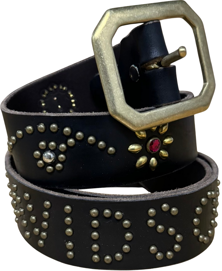 Studded 'Red Gem Flowers' Harley Davidson Belt