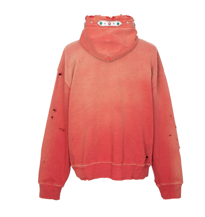 Kapital Thriller Damaged 'Red' Studded Hoodie