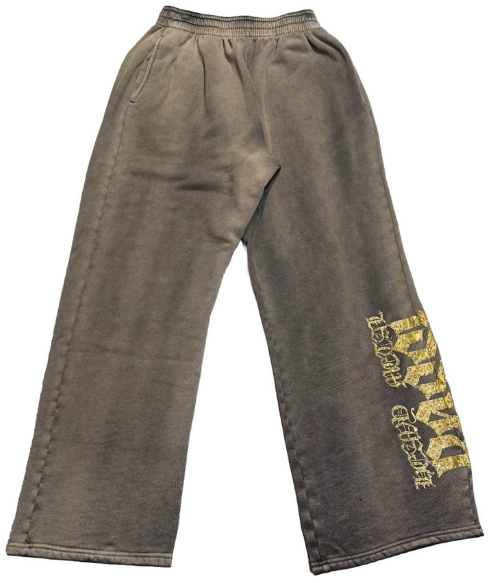 Bossi 'Gold Heavy Metal' Washed Brown Rhinestone Sweatpants