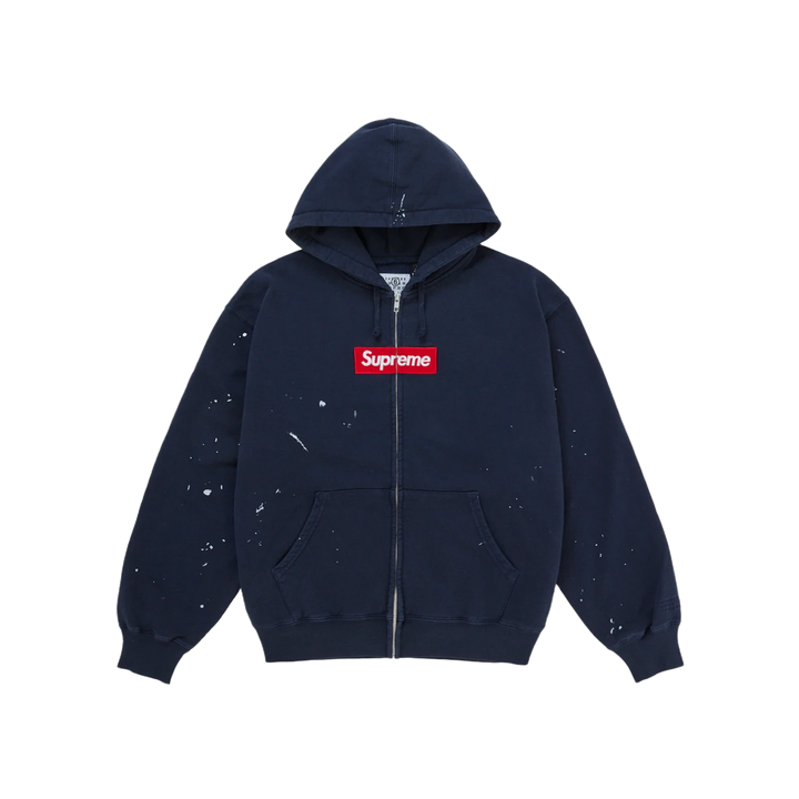 Supreme MM6 Maison Margiela Box Logo Zip Up Hooded Sweatshirt Navy