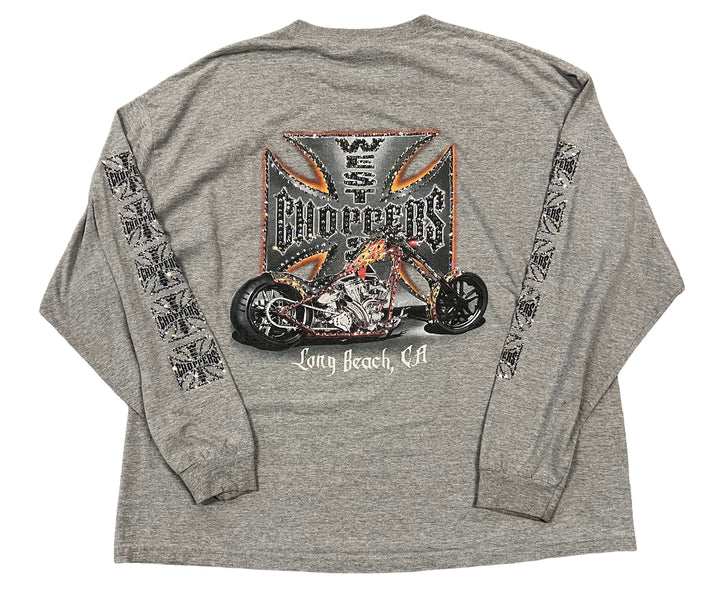 West Coast Choppers 'Grey' Rhinestone Vintage Longsleeve