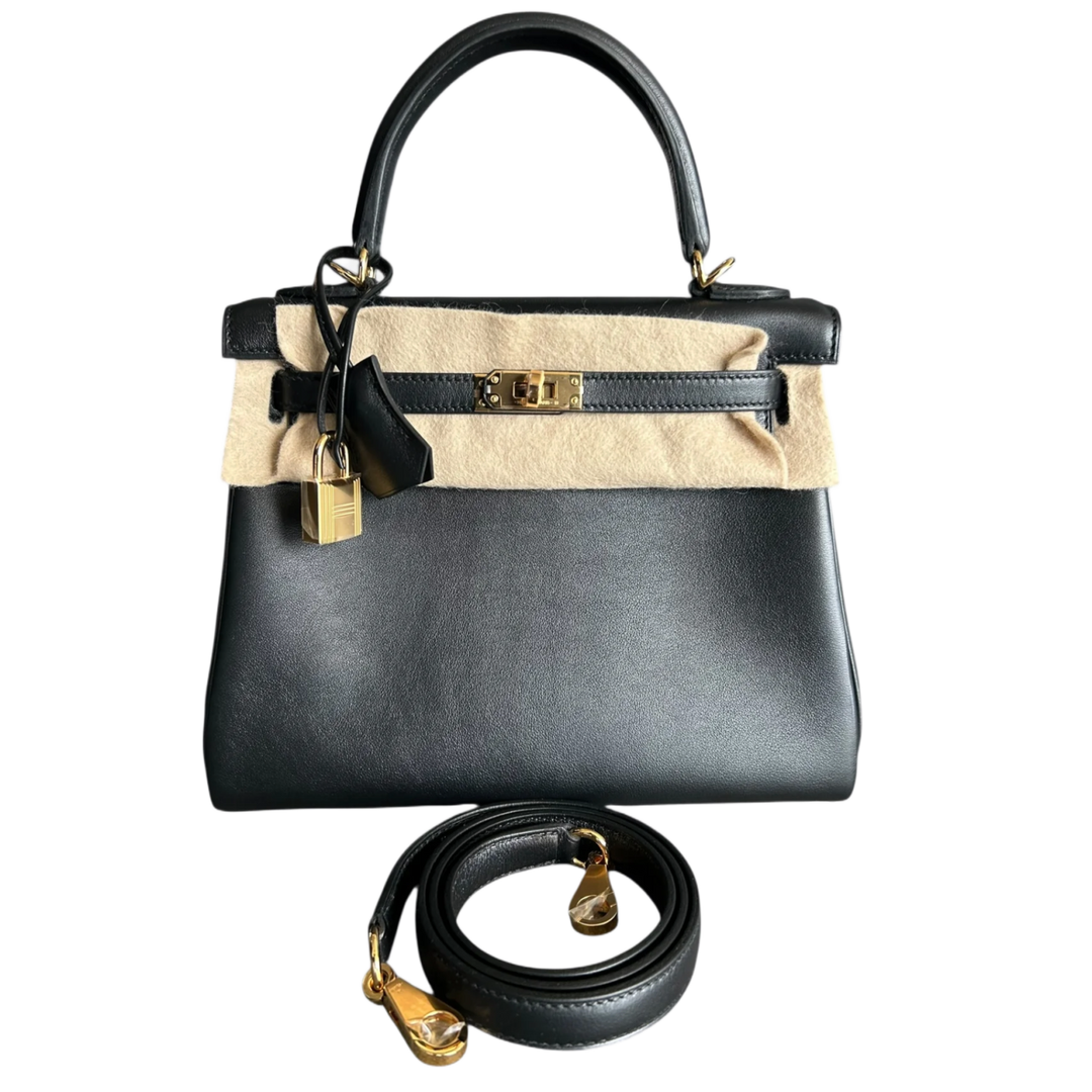Hermes 'Black' Gold Hardware Swift Kelly 25