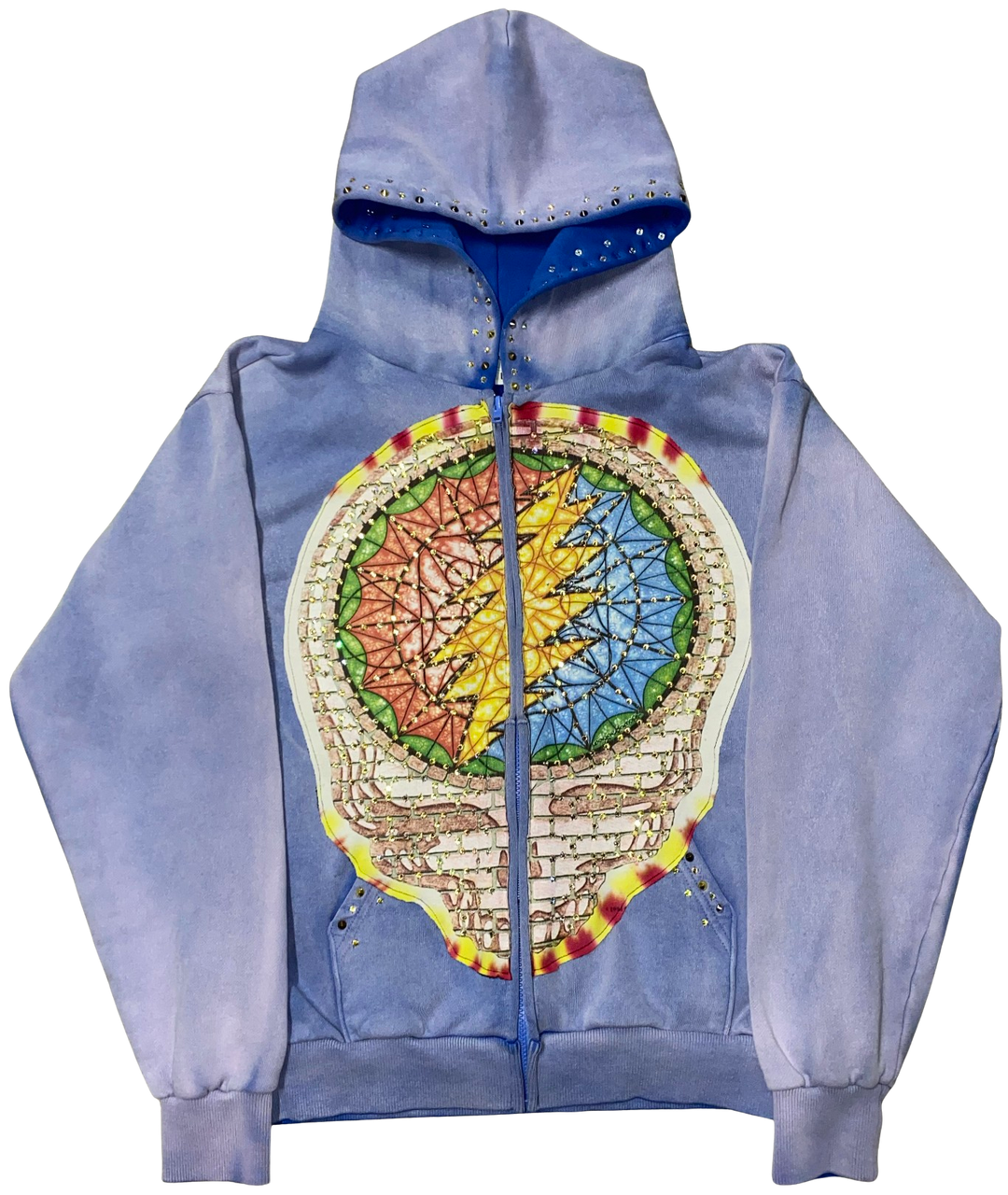 Bossi 'Skull Skeleton' Rhinestone Purple Zip Up Hoodie