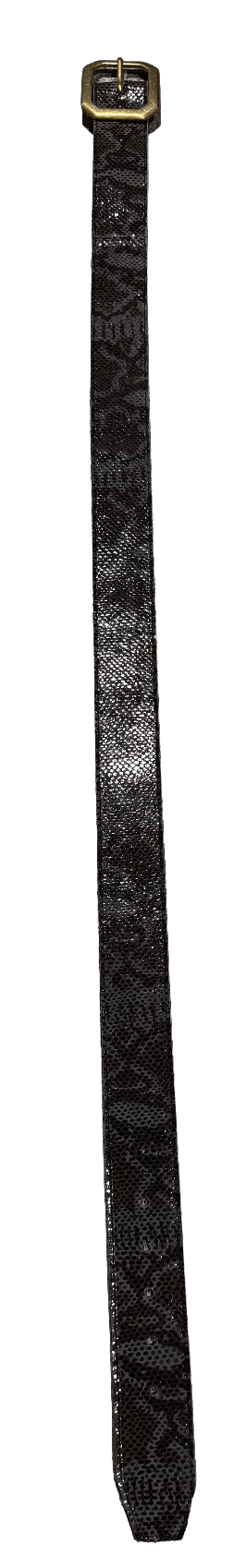 Black Grey Snakeskin Leather Belt