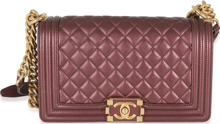 Chanel 'Metallic Plum' Medium Lambskin Boy Handbag