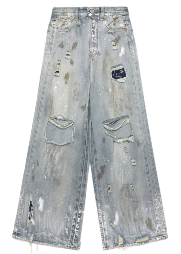 Vetements 'Thrashed' Baggy Blue Jeans