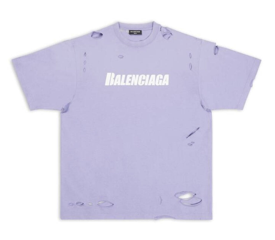 Balenciaga 'Boxy' Destroyed Purple Tee