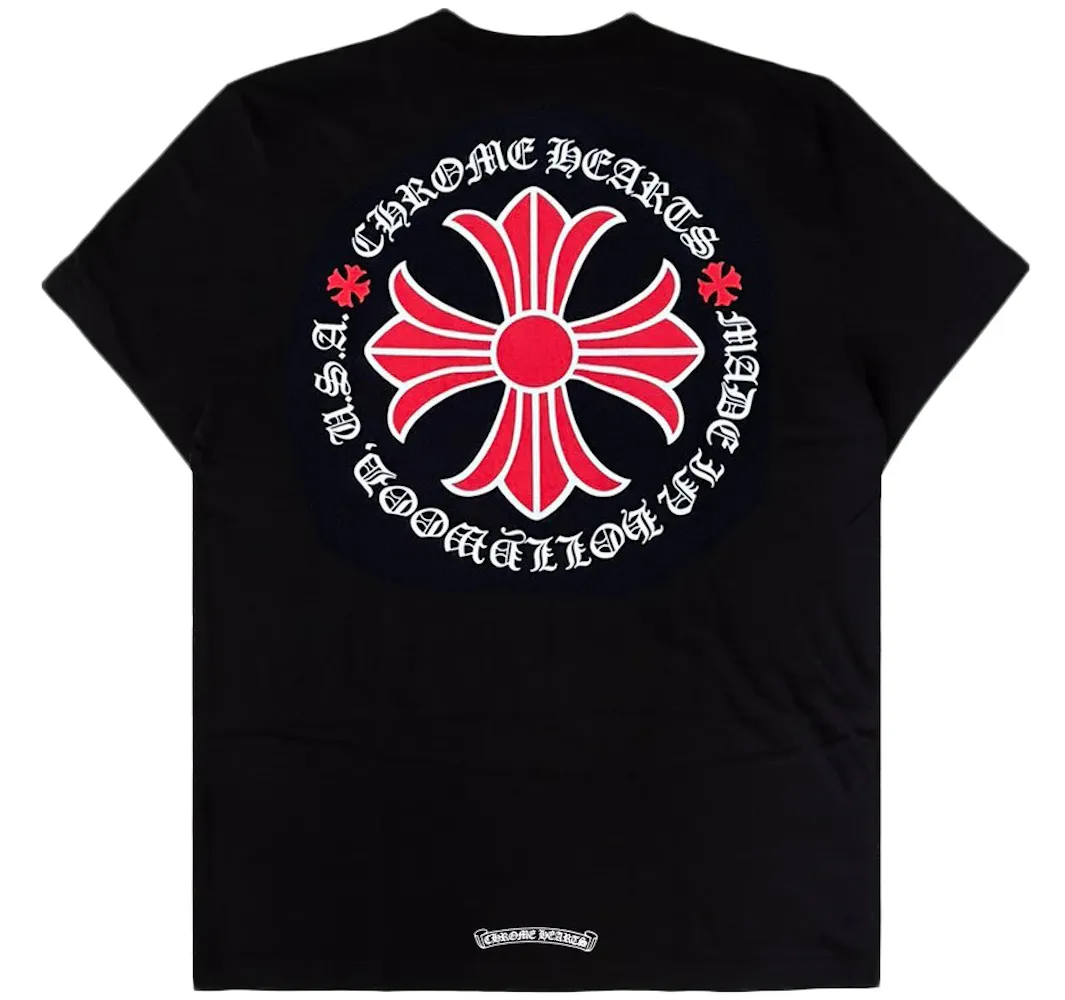 Chrome Hearts 'Red Plus Cross' Black Tee