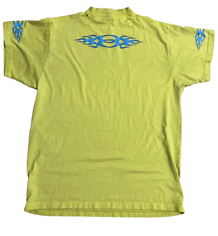 Balenciaga 'Burning Unity' Yellow/Blue Destroyed Tee
