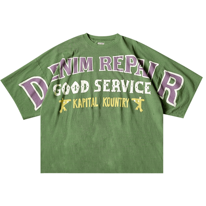 Kapital 'Denim Repair'  Green Jersey Tee