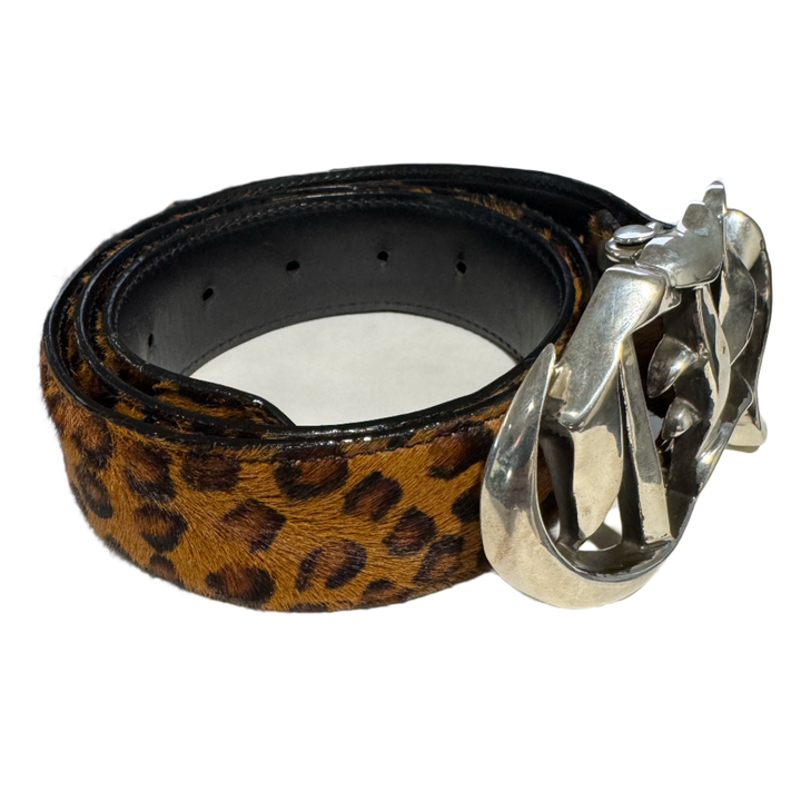 Chrome Hearts 'Cheetah Fur' CH Buckle Pony Hair Belt