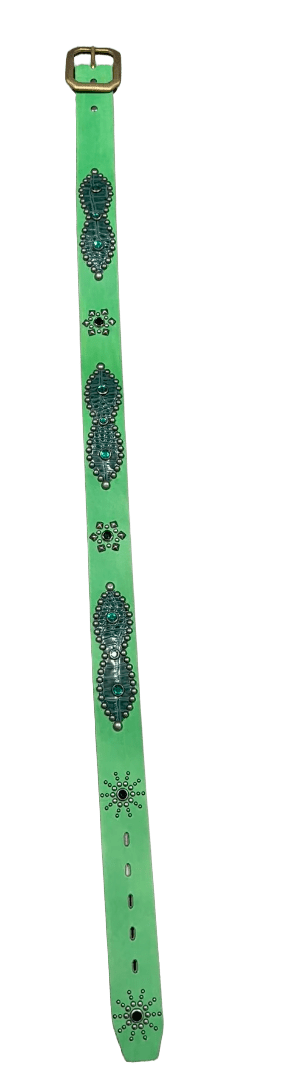 Studded 'Green Snakeskin Sun Gem' Green Belt