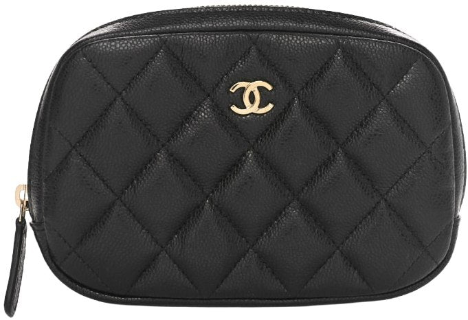 Chanel 'Caviar Quilted' Black Cosmetic Pouch