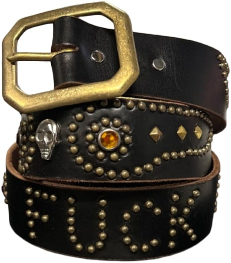 Studded 'Orange Gem Skull' Fuck Off Belt