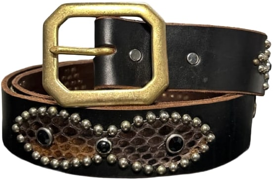Studded 'Brown Snakeskin' Star Gem Belt