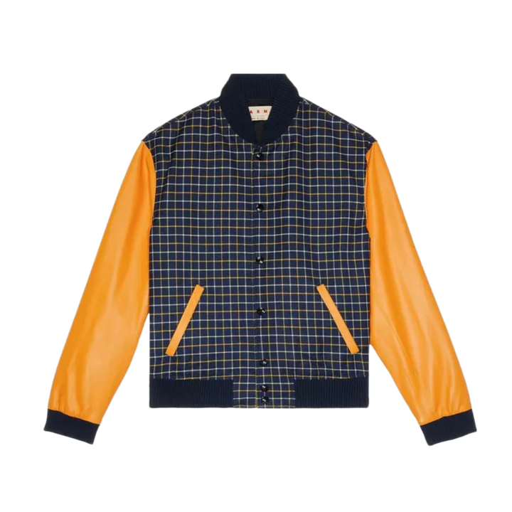 Marni 'Navy/Orange' Checkered Varsity Jacket