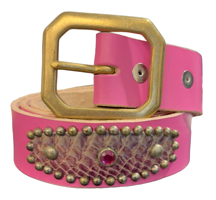 Studded' Pink Scale Gem Sun' Pink Belt