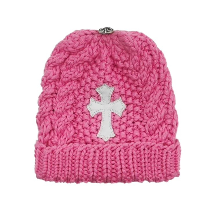 Chrome Hearts 'Cross Patch' Cashmere Pink Kids Beanie