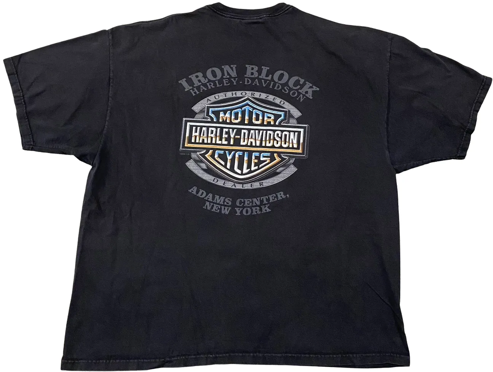 Harley Davidson 'Adams Center, NY' Vintage Pocket Tee