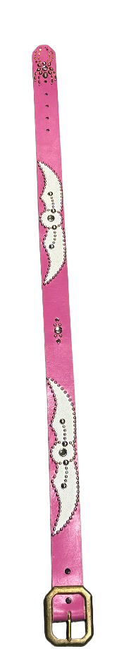 Studded 'White Leather Spider Gem' Pink Belt