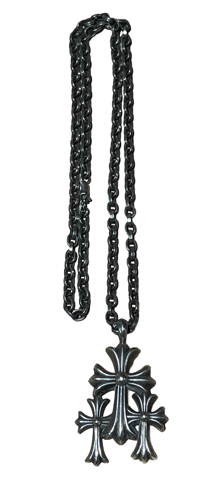 Chrome Hearts 'Triple Cross' Silver Necklace