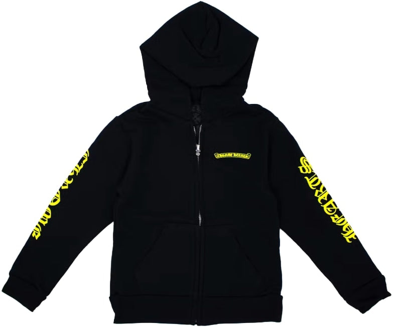 Chrome Hearts Kids 'Black/Yellow' Scroll Logo Hoodie