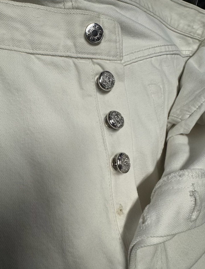 Chrome Hearts '12 Cheetah Patch' White Jeans
