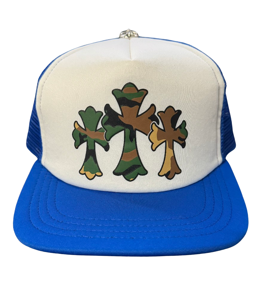 Chrome Hearts 'Camo Triple Cross' Blue Trucker