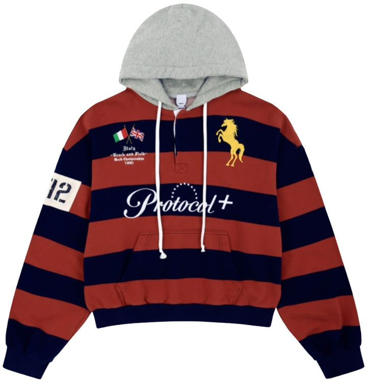 Protocol Index 'Red' Stripe Polo Hoodie