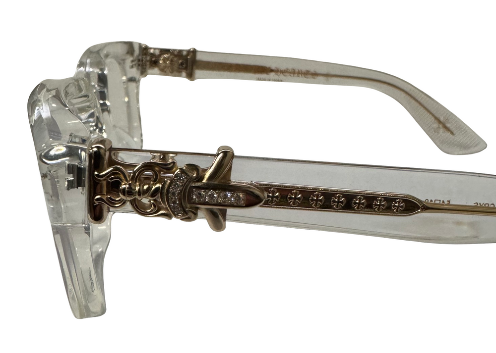 Chrome Hearts 'Vagillionaire II' Diamond/Gold Clear Glasses