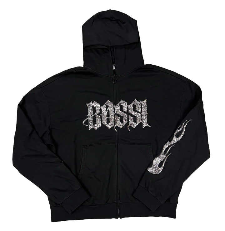 Bossi 'Black and White' Rhinestone Zip-Up