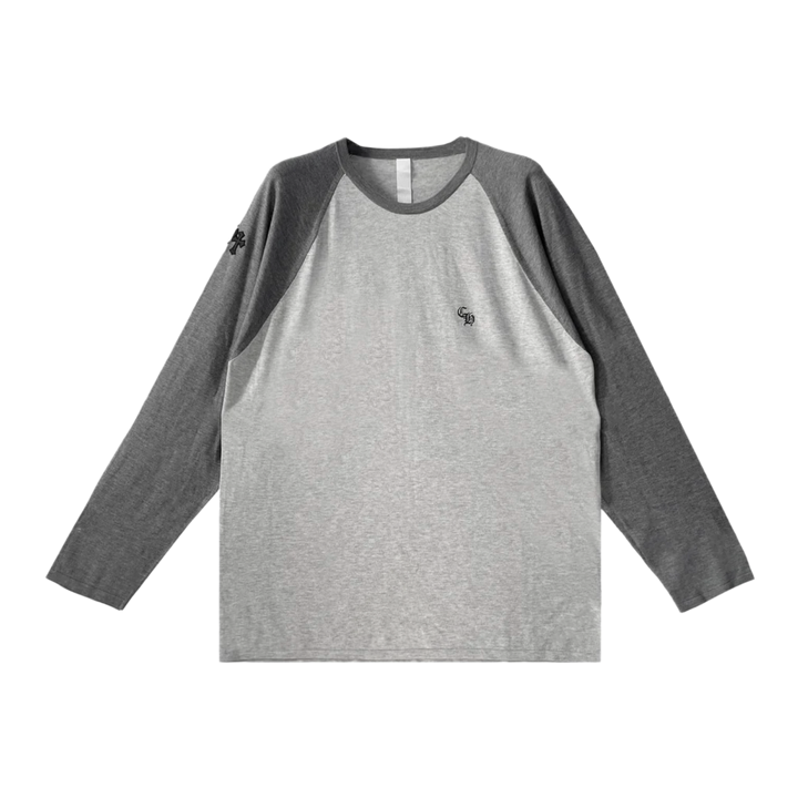 Chrome Hearts '3 Cross' Grey/Dark Grey Silk Longsleeve Tee