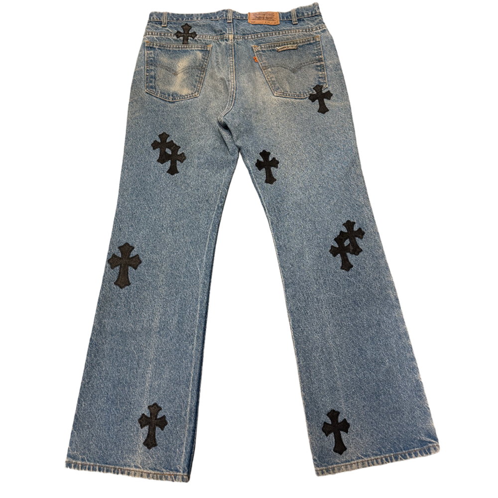 Chrome Hearts '20 Patch' Light Blue Wash Levi's 517 Jeans