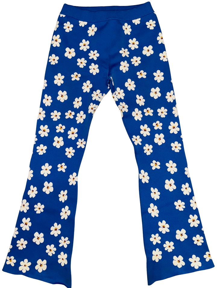 Marni 'Blue' Flower Cotton Flare Sweatpants