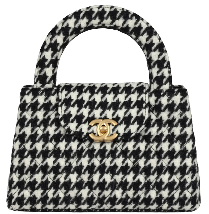 Chanel Houndstooth Tweed Small Kelly Shopper