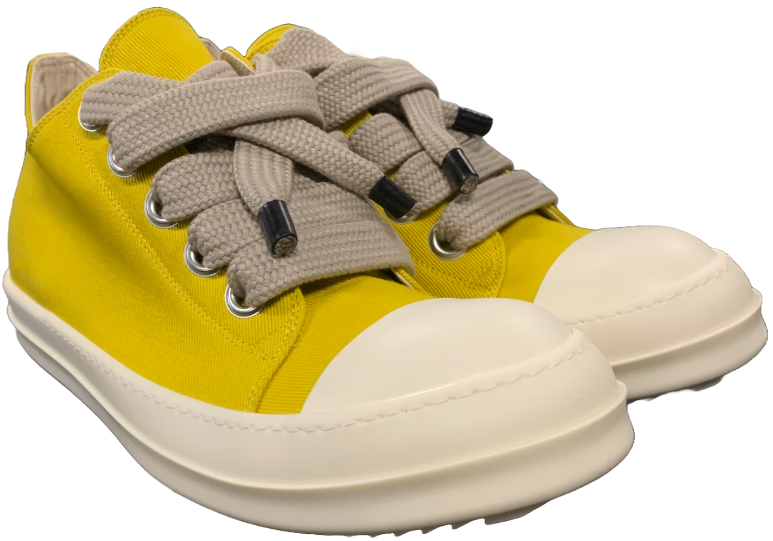 Rick Owens 'Lemon' Canvas Jumbo Lace Low Sneakers