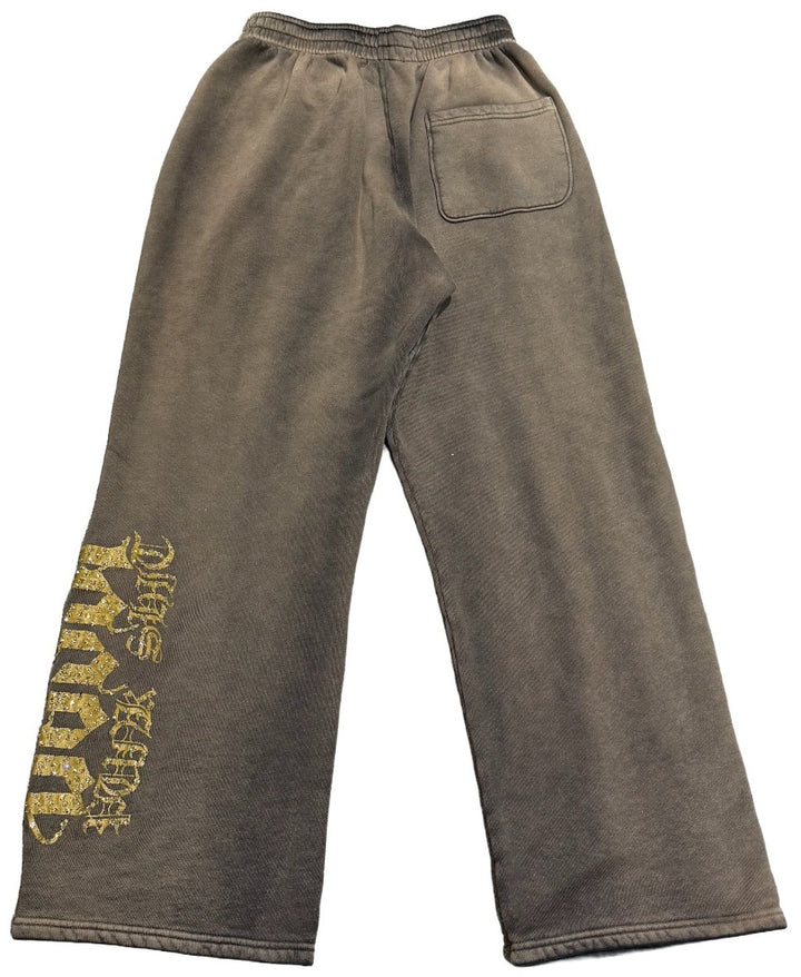 Bossi 'Gold Heavy Metal' Washed Brown Rhinestone Sweatpants