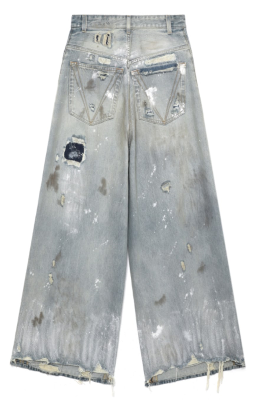 Vetements 'Thrashed' Baggy Blue Jeans