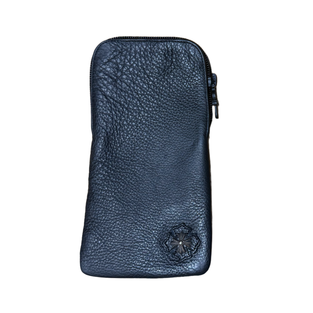 Chrome Hearts Leather Glasses Case XL with Cross