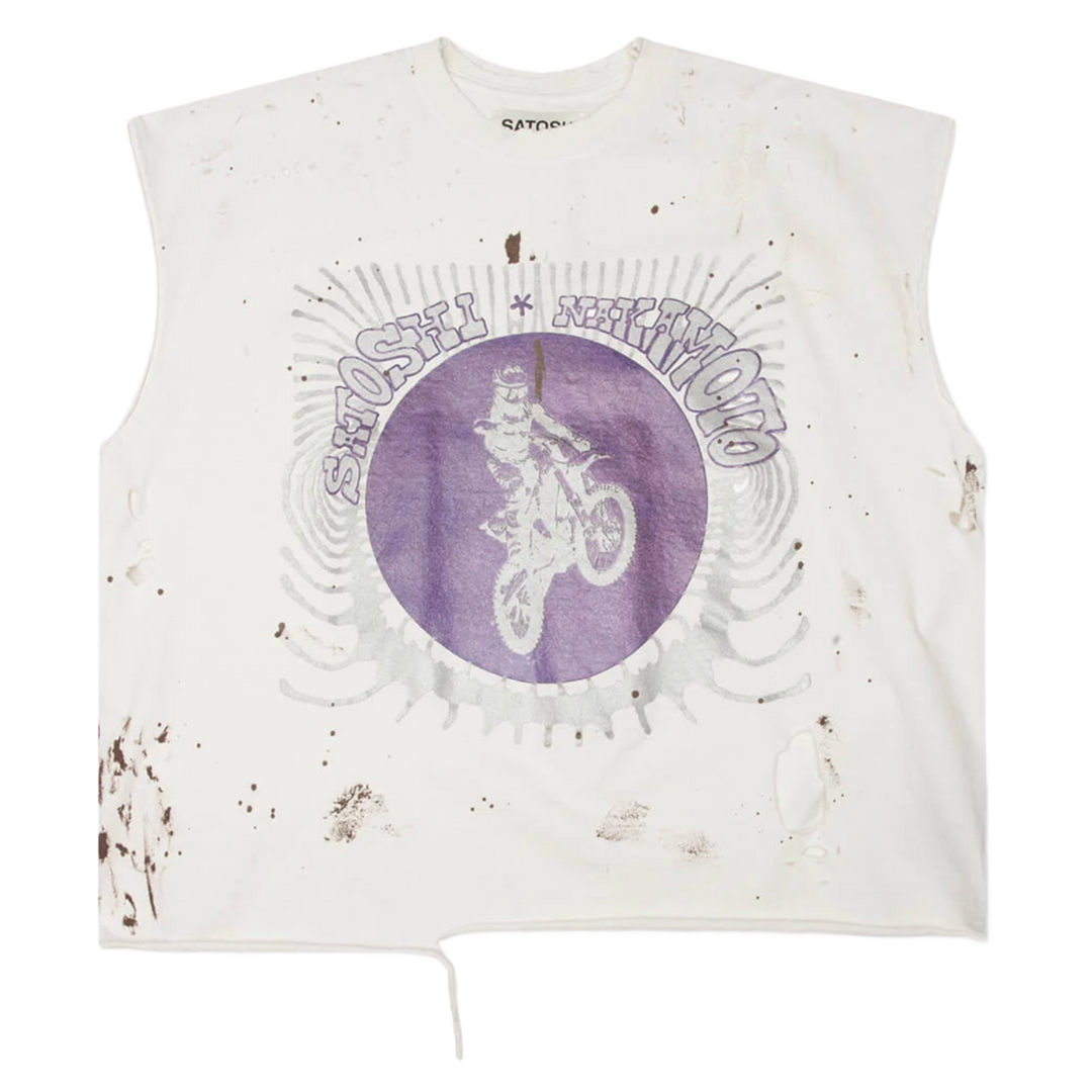 Satoshi Nakamoto 'Globe of Death' Vintage White Cutoff Tee