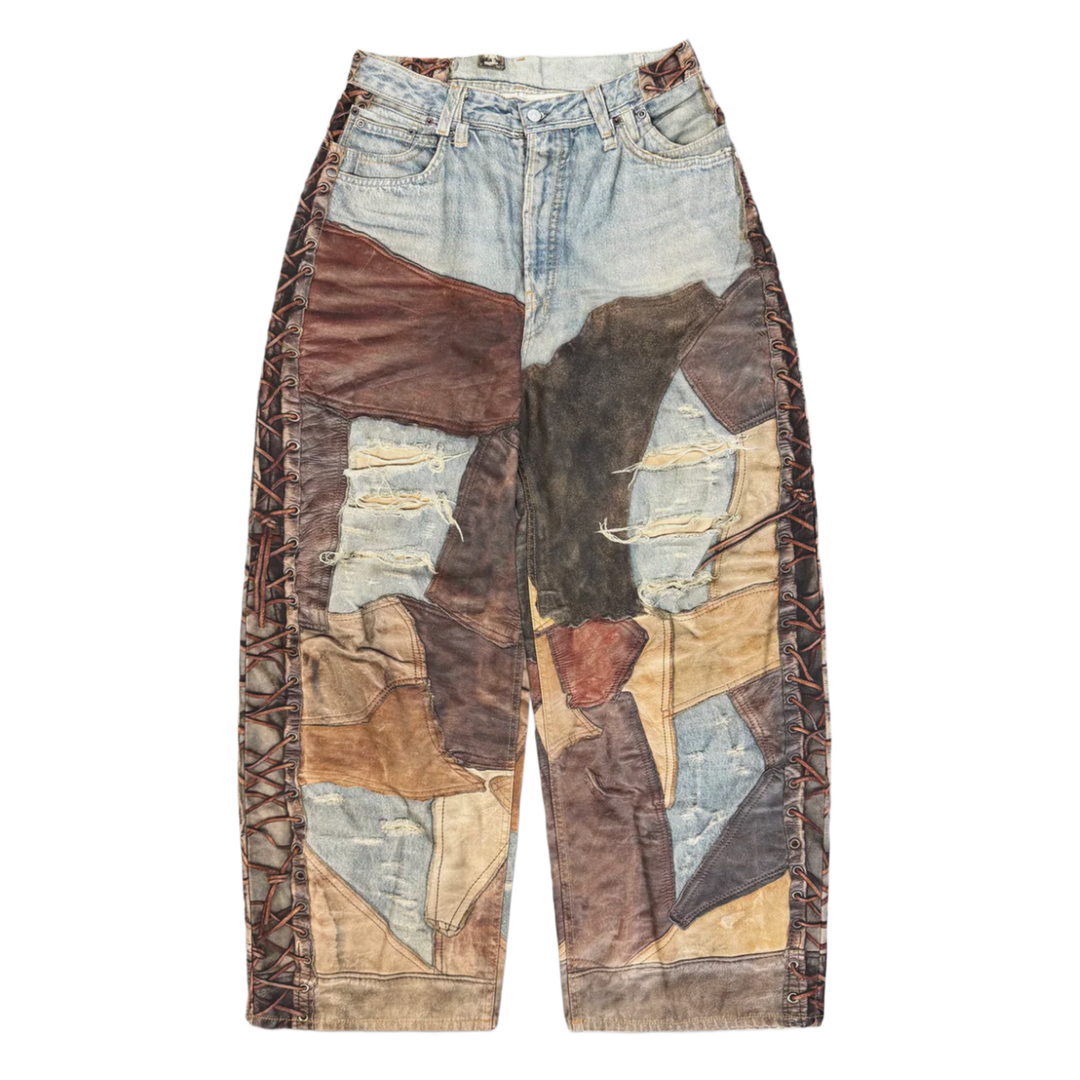 Acne Studios 'Leather Patchwork' Denim Jeans