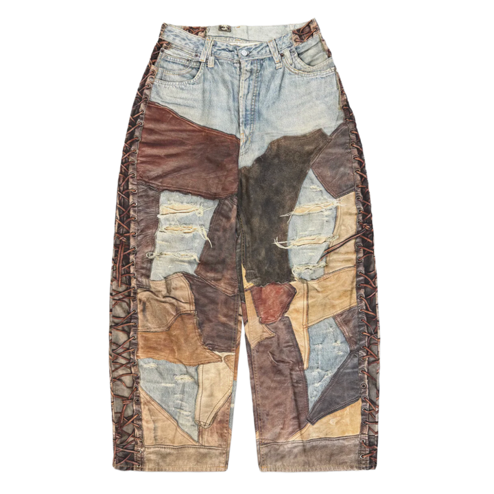 Acne Studios 'Leather Patchwork' Denim Jeans