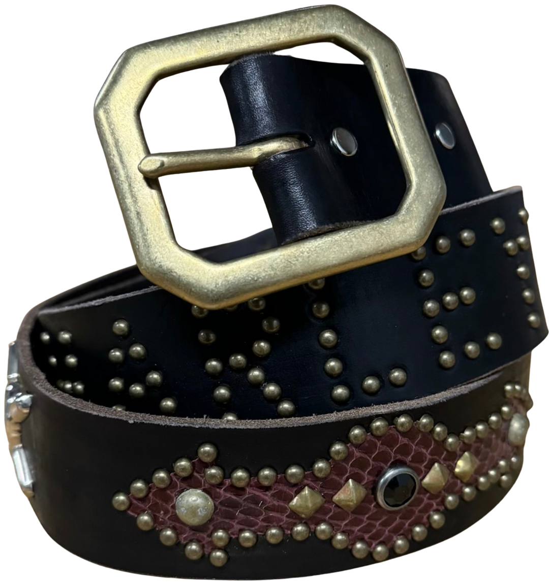 Studded 'Burgundy Snake' Harley Davidson Belt