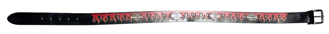 Black Flame Harley Davidson Pin Leather Belt