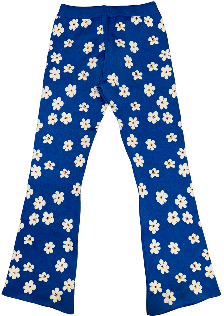 Marni 'Blue' Flower Cotton Flare Sweatpants
