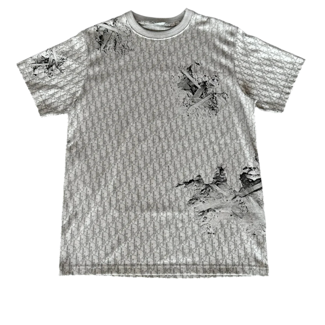 Dior x Daniel Arsham 'Eroded Oblique' Grey Tee
