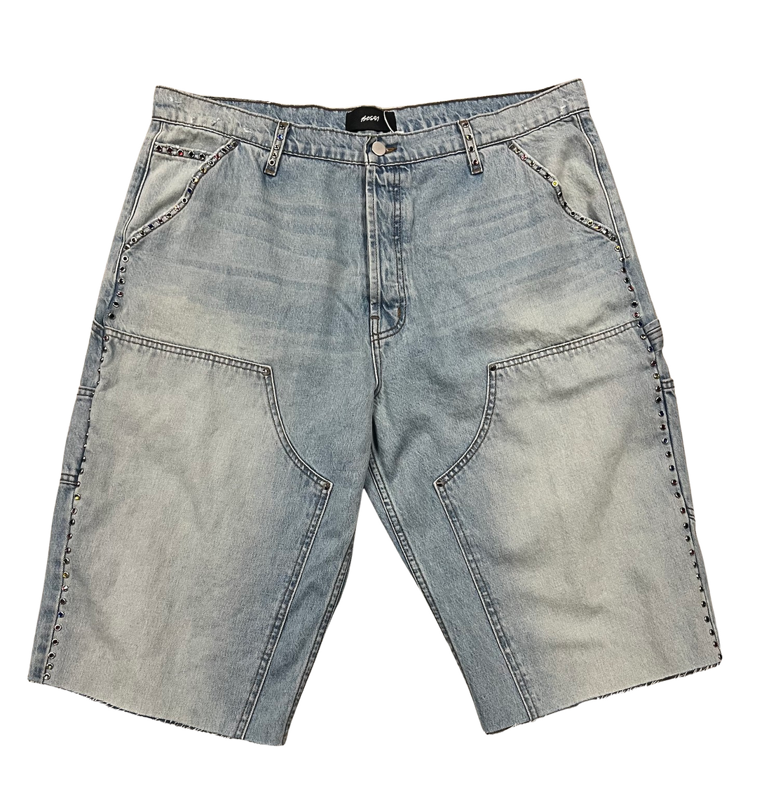 Bossi 'Multi-Color Studded' Light Wash Denim Shorts